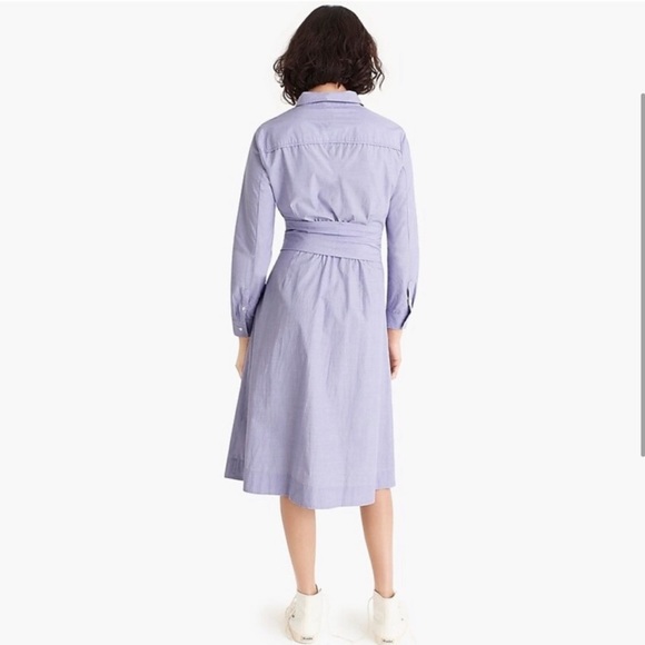 J CREW Tie-Waist Shirt Dress in End-on-end cotton -J5419- Size 0 - Picture 2 of 10